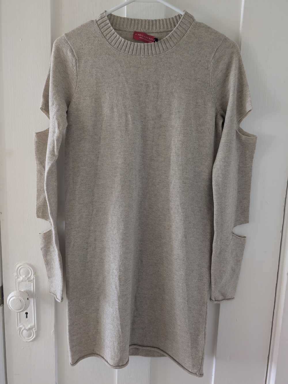 n:PHILANTHROPY Beige Cutout-Sleeve Knit Wool Cashmere Sweater Dress XS